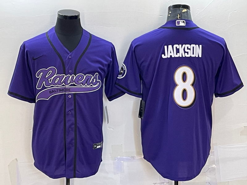 Men's Baltimore Ravens Lamar Jackson #8 Purple Jersey Joint Edition